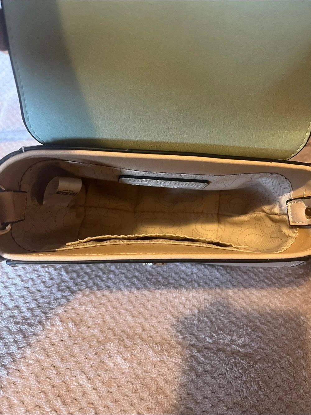 True Religion Mint Green Leather Crossbody with Beige Canvas Strap